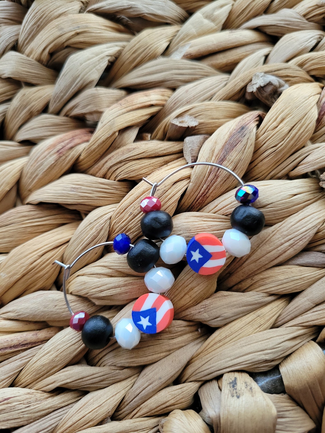 Puerto rico earrings Puerto rico flag circle earringsheishi Etsy
