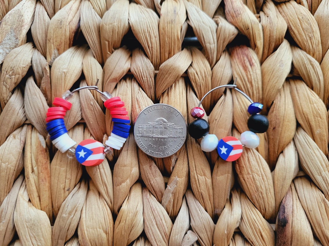 Puerto rico earrings Puerto rico flag circle earringsheishi Etsy