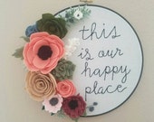felt floral hoop art gallery wall housewarming gift embroidery holiday gift