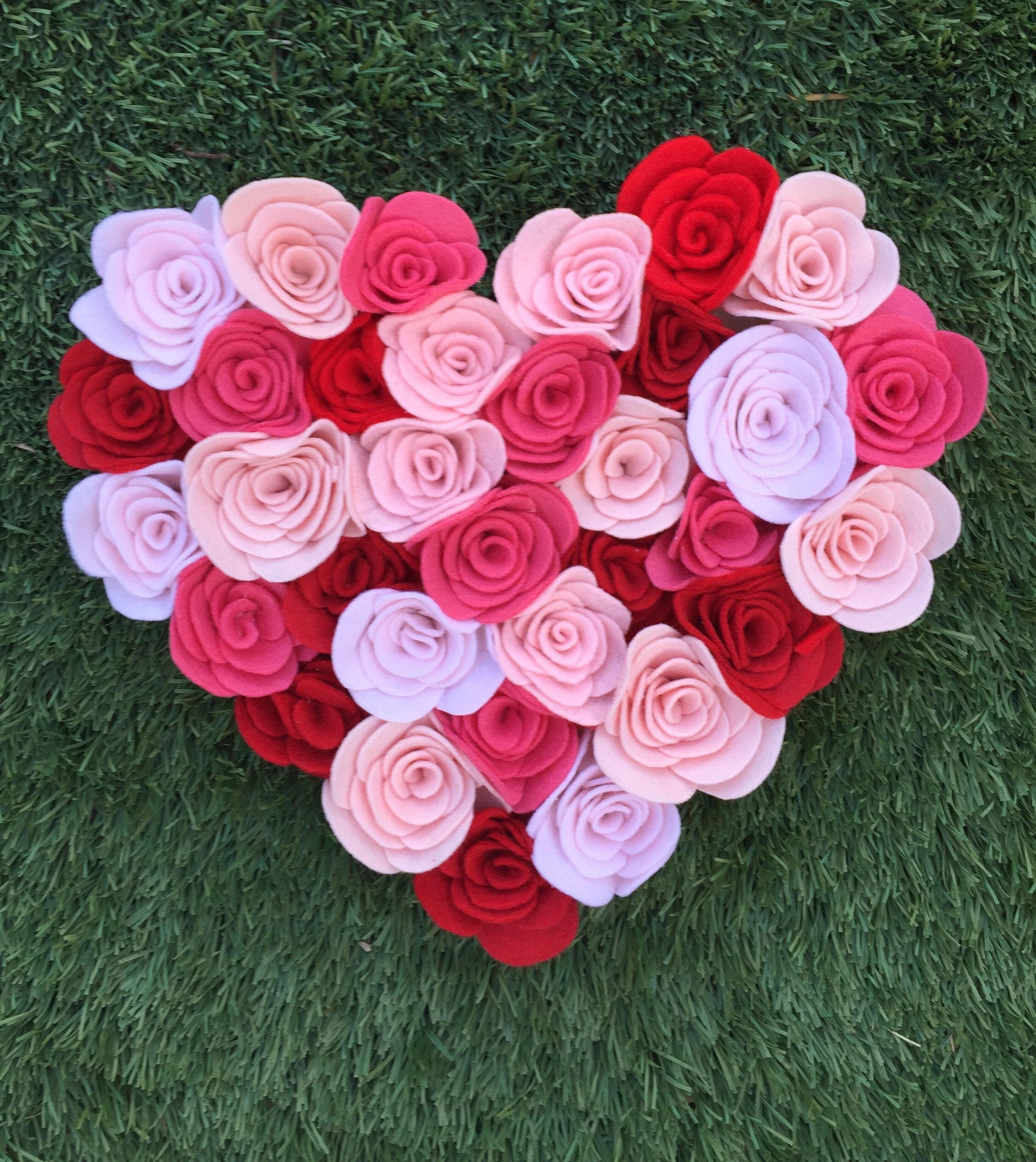 Valentine's felt flower wreath/plaque/front Etsy