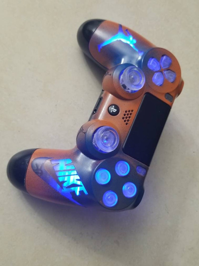 PS4 NIKE OrangeBlue wireless LED controller techfire custom Etsy