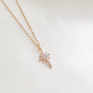 14K Gold Tiny North Star Necklace - North Star Pendant - Tiny North Star Necklace - Dainty North Star Necklace - Celestial Necklace