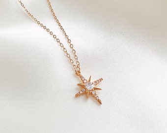 14K Gold Shooting Star Necklace - Celestial Necklace - Dainty Star Necklace - Galaxy Necklace - Layered Necklace - Layering Necklace