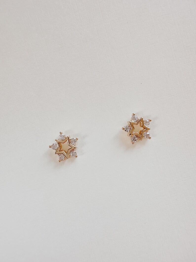 Pave CZ and Enamel Rainbow Shooting Star Studs main image 0