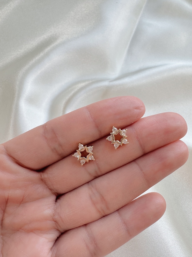 Pave CZ and Enamel Rainbow Shooting Star Studs main image 1