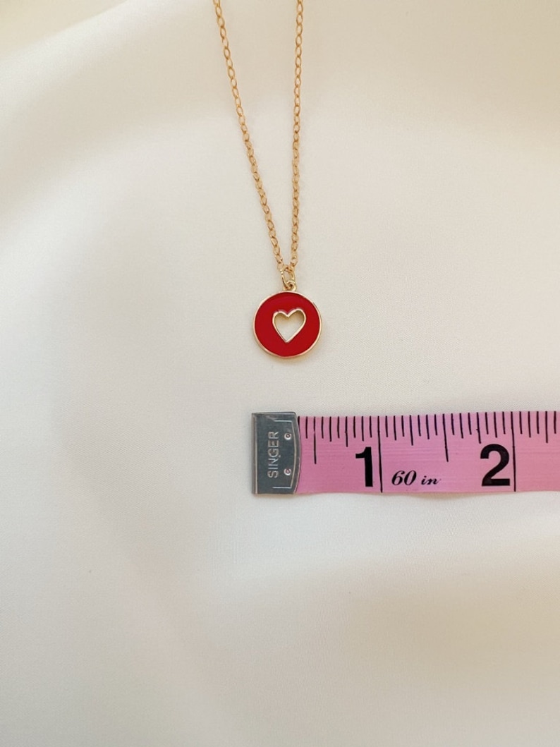 14K Gold Heart Necklace Red Heart Necklace Dainty Heart Necklace Dainty