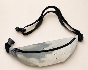 Bird Waist Bag Water Resistant Polyester Zippered Travel Belt Holder Adjustable Fanny Pouch Outdoor Hip Carrier Hiking Crossbody Satchel