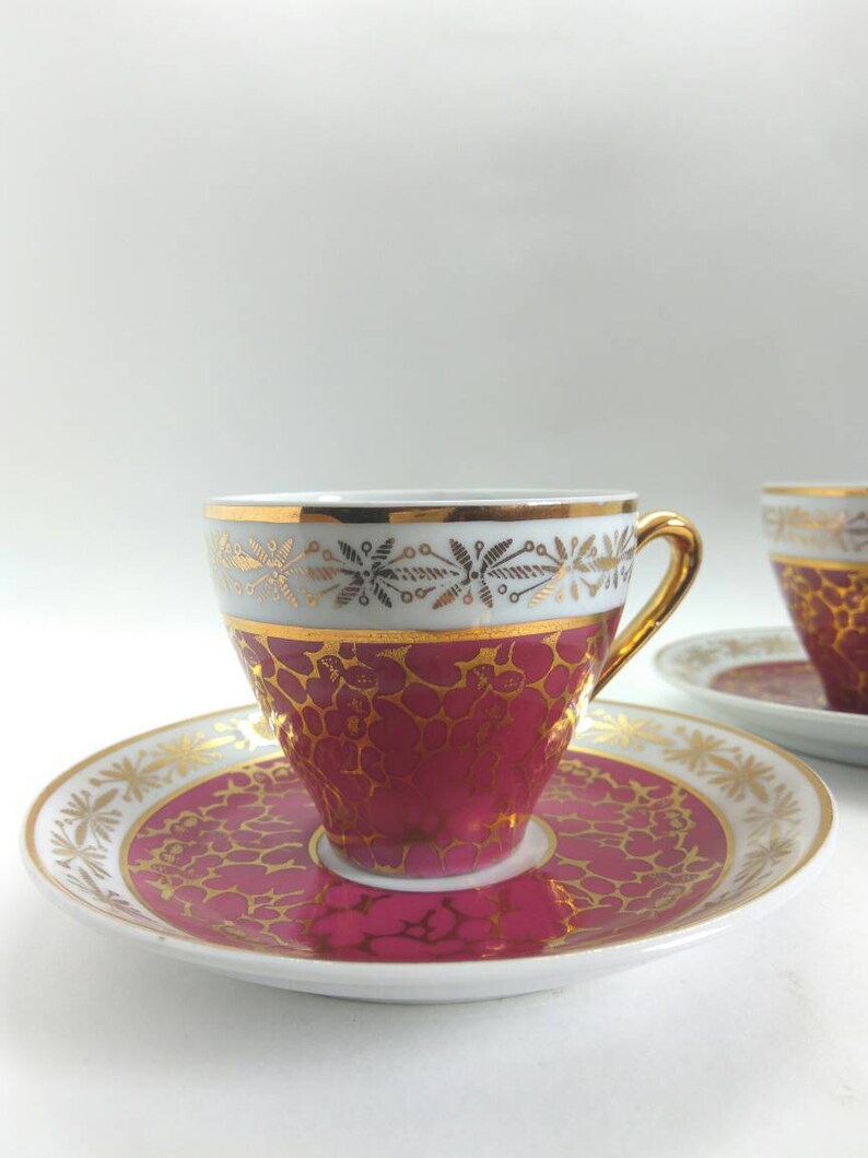 Set of two Porcelain coffee set cup and saucer GDR vintage porcelain coffe cup Antique tea set