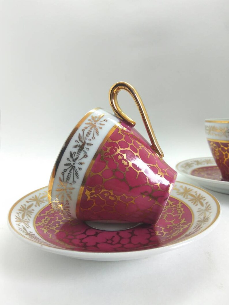 Set of two Porcelain coffee set cup and saucer GDR vintage porcelain coffe cup Antique tea set