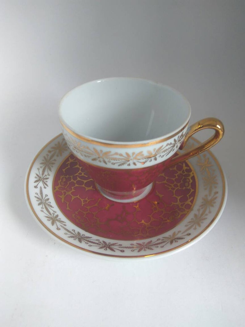 Set of two Porcelain coffee set cup and saucer GDR vintage porcelain coffe cup Antique tea set