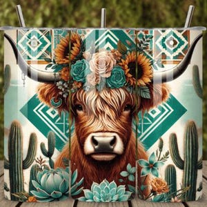 Bicchiere Boho Highland Cow