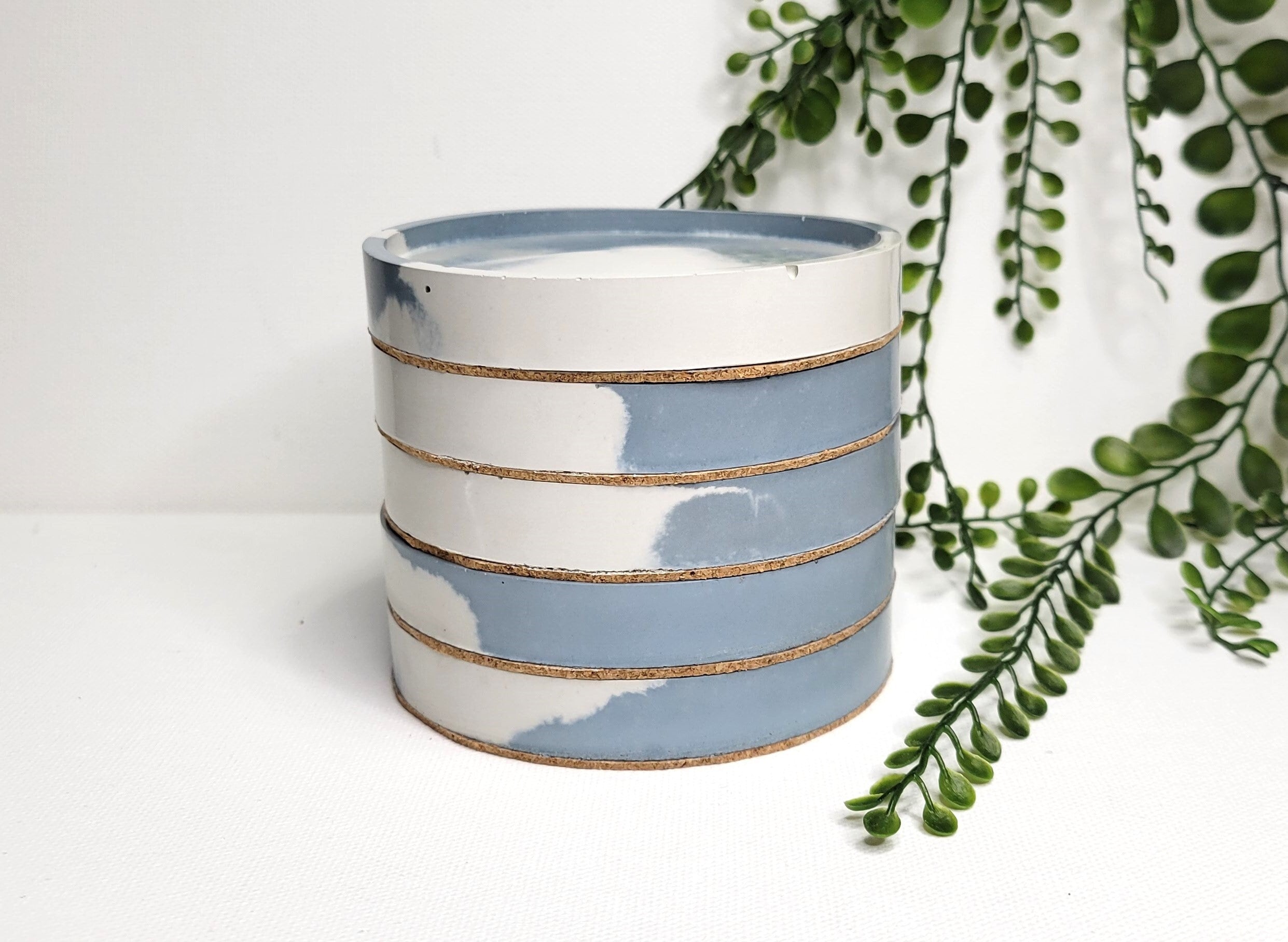 Blue and white ceramic coasters, set of 4 - Terrestra