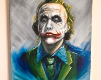 Heath Ledger Joker olieverfschilderij - op doek