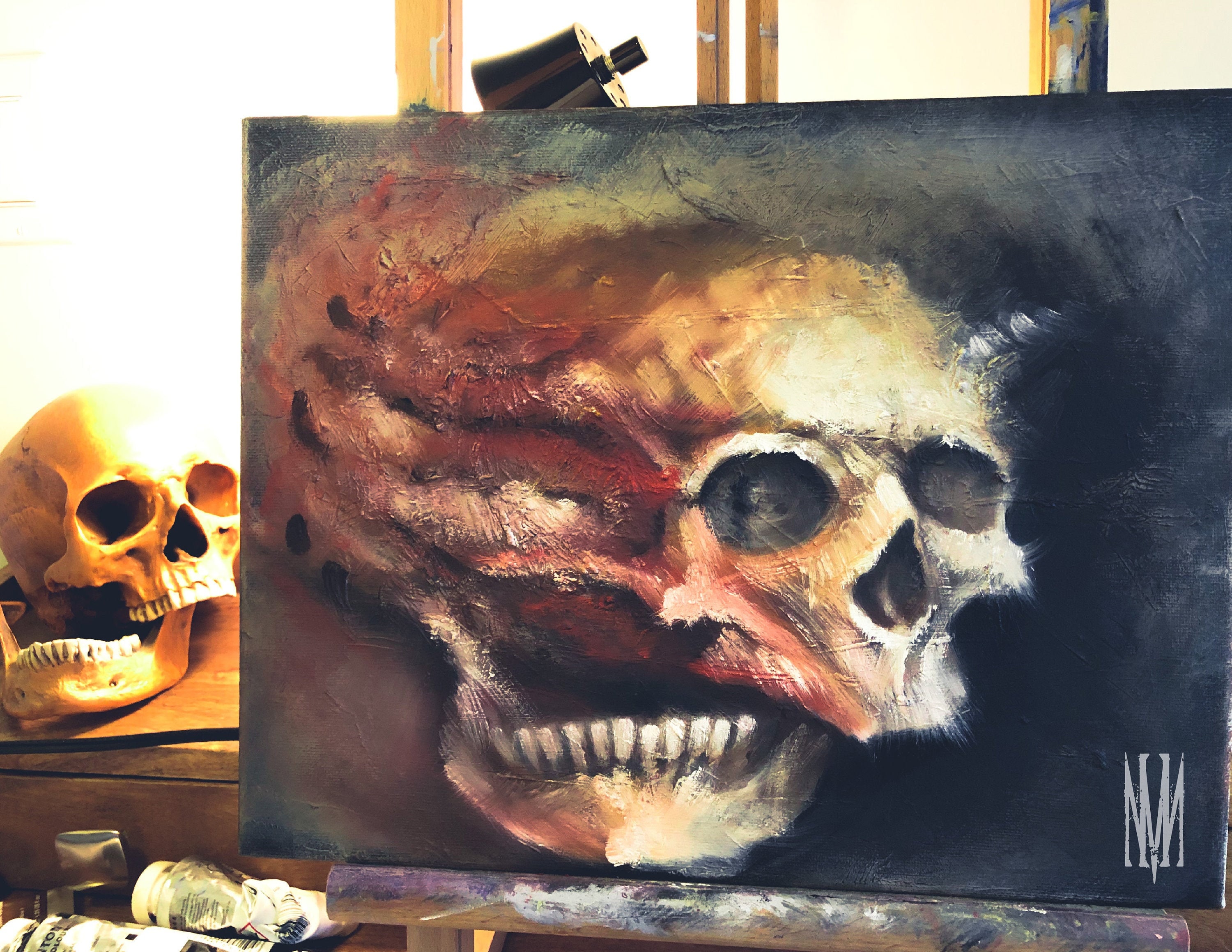 Original Skull Oil Painting on Canvas - Etsy