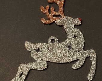 Reindeer Bauble 4 pack MDF craft shape model christmas tree decoration