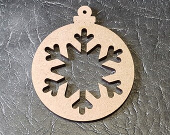 Snow flake Bauble 4 pack MDF craft shape model christmas tree decoration