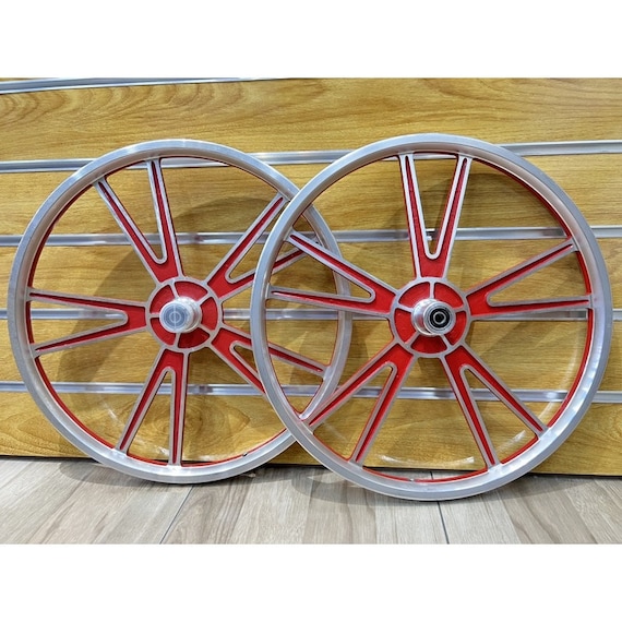 BMX Bicycle 20 ALLOY Sport Rim RED Complete Wheelset Expedite Shipping