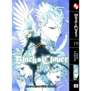Puede incluir: Portada del manga Black Clover Volumen 19. La portada presenta una ilustraci&oacute;n detallada de un personaje con cabello blanco y un atuendo negro. El t&iacute;tulo y el n&uacute;mero del volumen son prominentes.