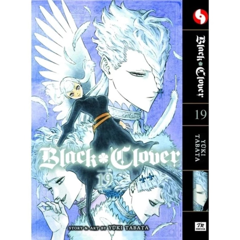 Puede incluir: Portada del manga Black Clover Volumen 19. La portada presenta una ilustraci&oacute;n detallada de un personaje con cabello blanco y un atuendo negro. El t&iacute;tulo y el n&uacute;mero del volumen son prominentes.