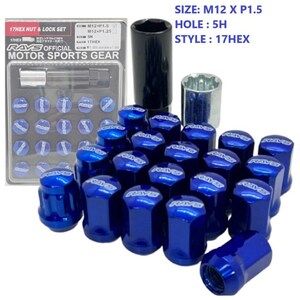 new 17 HEX RAVS Racing Blue 32mm Steel Wheel Lug Nuts M12x1.5 20pcs/set Expedite Shipping