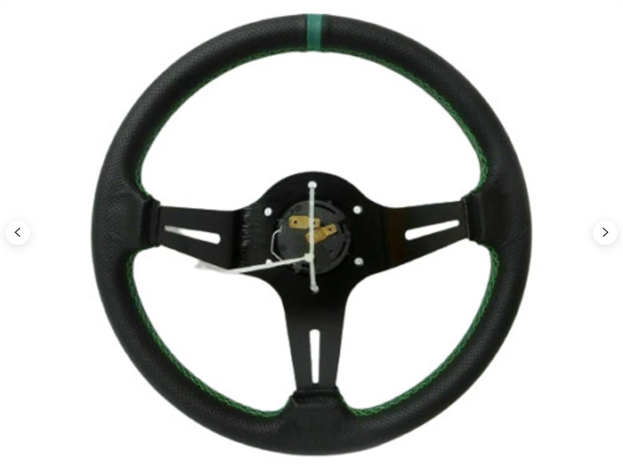 ステアリングホイールセット 3スポーク レーシングスタイル レザー