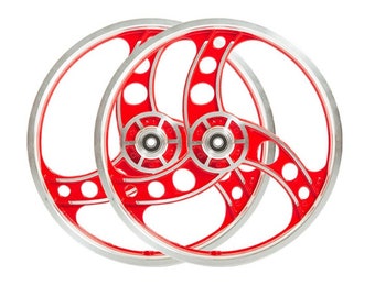 BMX Bicycle 20"ALLOY Sport Rim RED color Wheelset Expedite Shipping