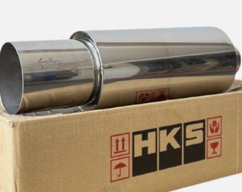 New HKS HI-POWER Universal Single Exhaust Muffler Inlet 2.5" Outlet 3.5"