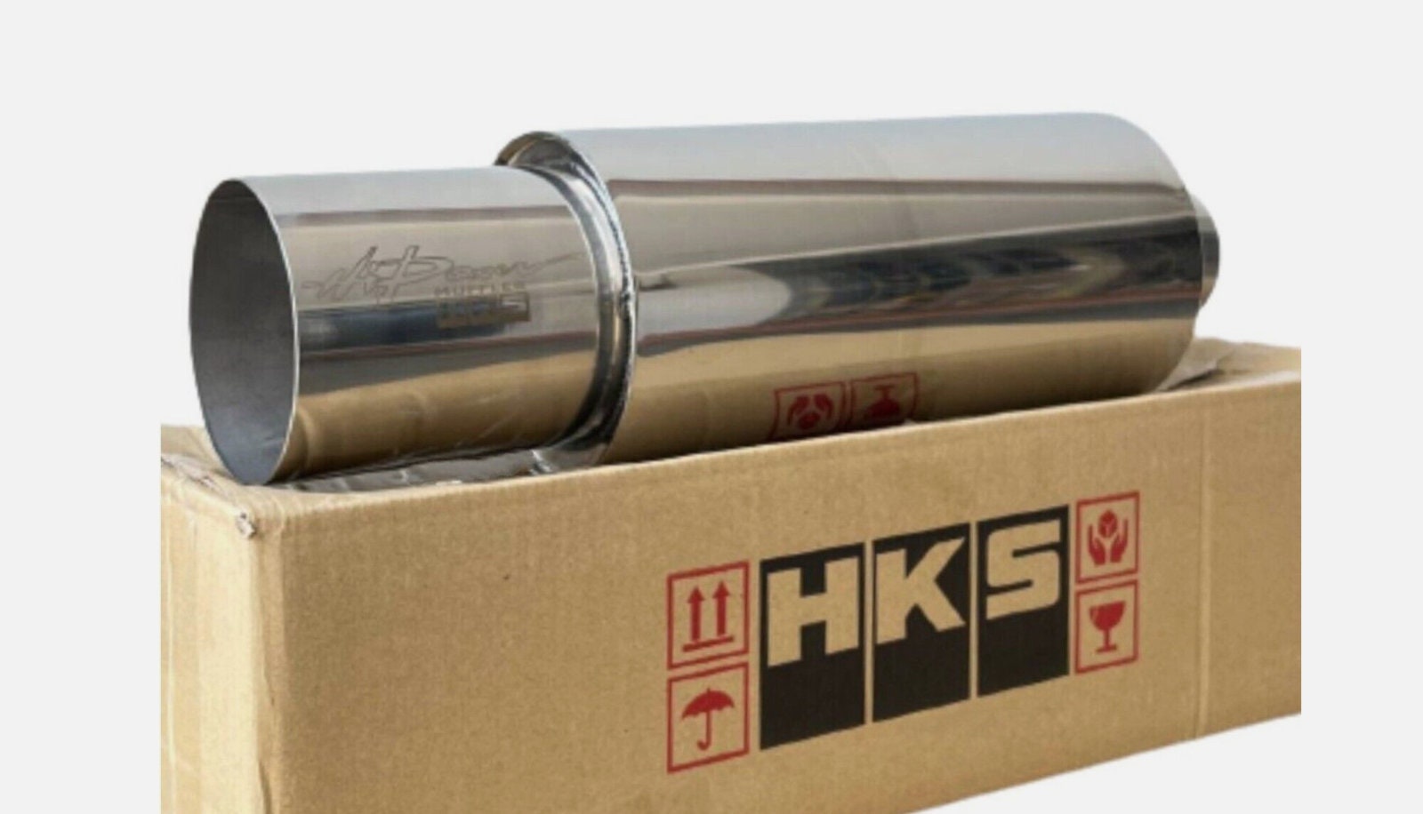 New HKS HI-POWER Universal Single Exhaust Muffler Inlet 2.5