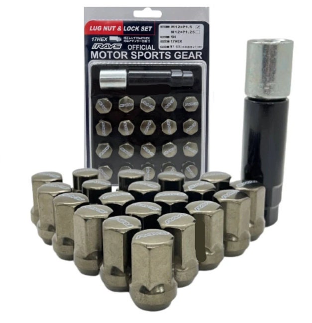 RAYS Steel Wheel Lug Nuts Locks 17Hex M12x1.25 Black 20pcs