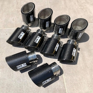 New LIMITED HKS HI-Power Carbon Fibre Exhaust Tail Pipe With Clamps Inlet 2.5&quot;