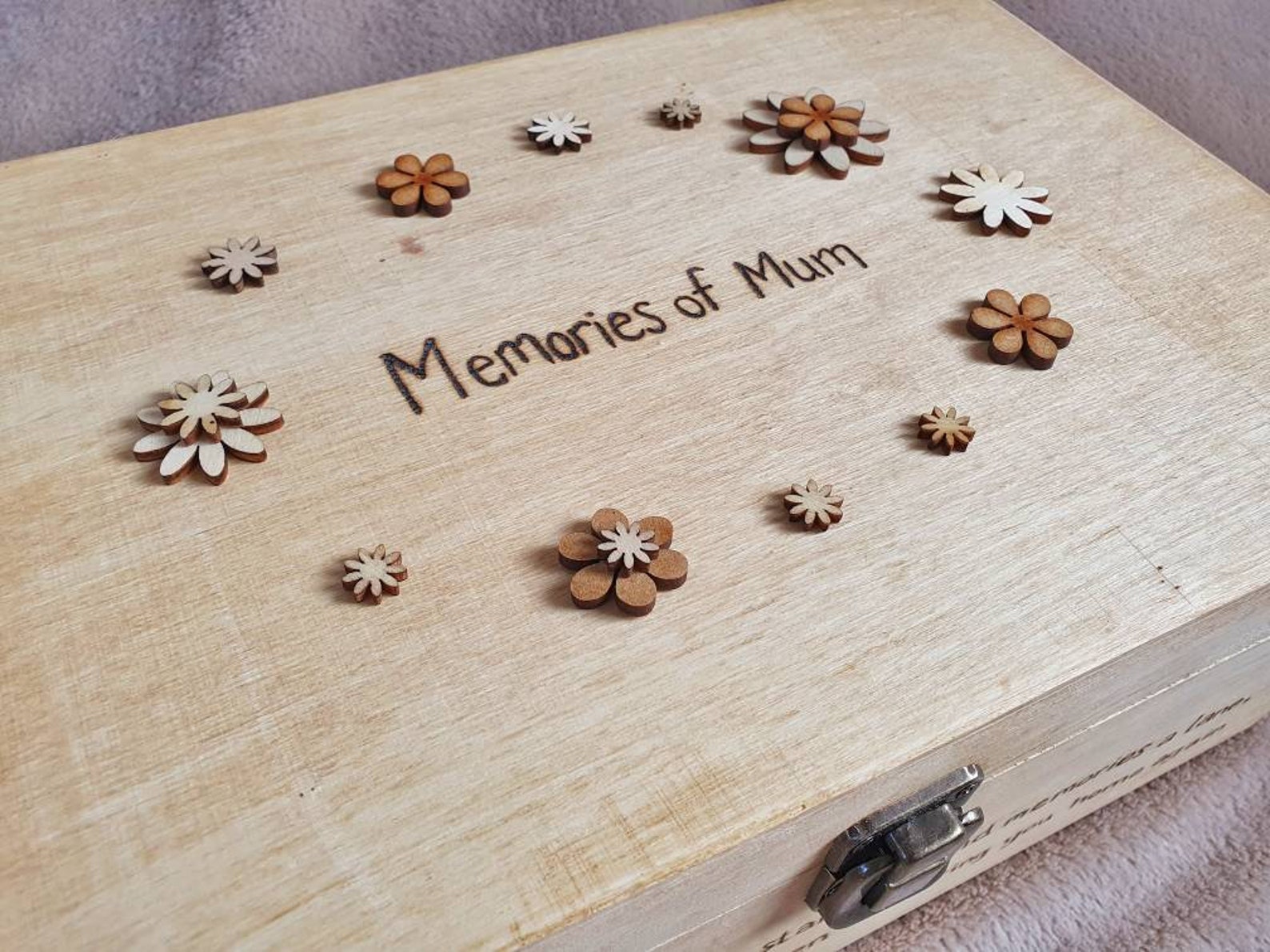 Memory Box Flower Design personalised wooden box memorial Etsy
