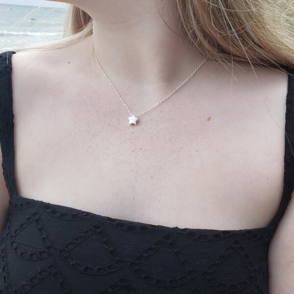 Silver Star Choker Summer Jewelry Star Necklace 925 Sterling Silver Solitaire Choker Dainty Star Necklace Minimalist Choker Boho Celestial