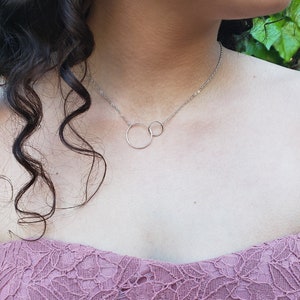 Interlocking Circle Necklace for Women, Infinity Necklace Sterling Silver, Dainty Linked Double Circle, Infinity Bridesmaid Jewelry Gift