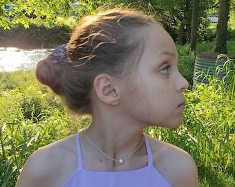 Flower Girl Pearl Necklace, Adjustable Sterling Silver Solitaire Choker