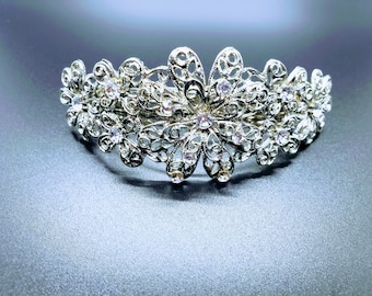 Intricate Silver Tone Victorian Style Floral Hair Clip Etc Antique Silver Ornate Filigree Art Nouveau Hair Barrette  main image 3
