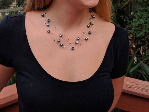 Illusion pearl necklace best sale