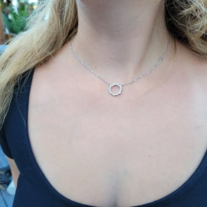 Circle Necklace Sterling Silver, Cubic Zirconia Eternity Necklace for Women, Dainty Infinity Bridesmaid Jewelry Gift, Minimalist Necklace