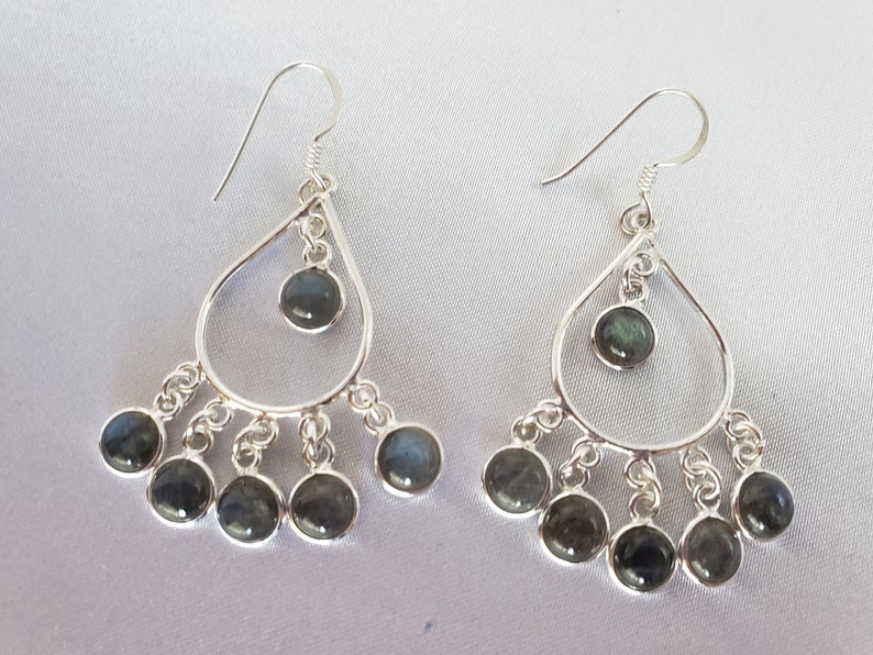 Moonstone Chandelier Earrings Set in Sterling Silver Silver Etsy
