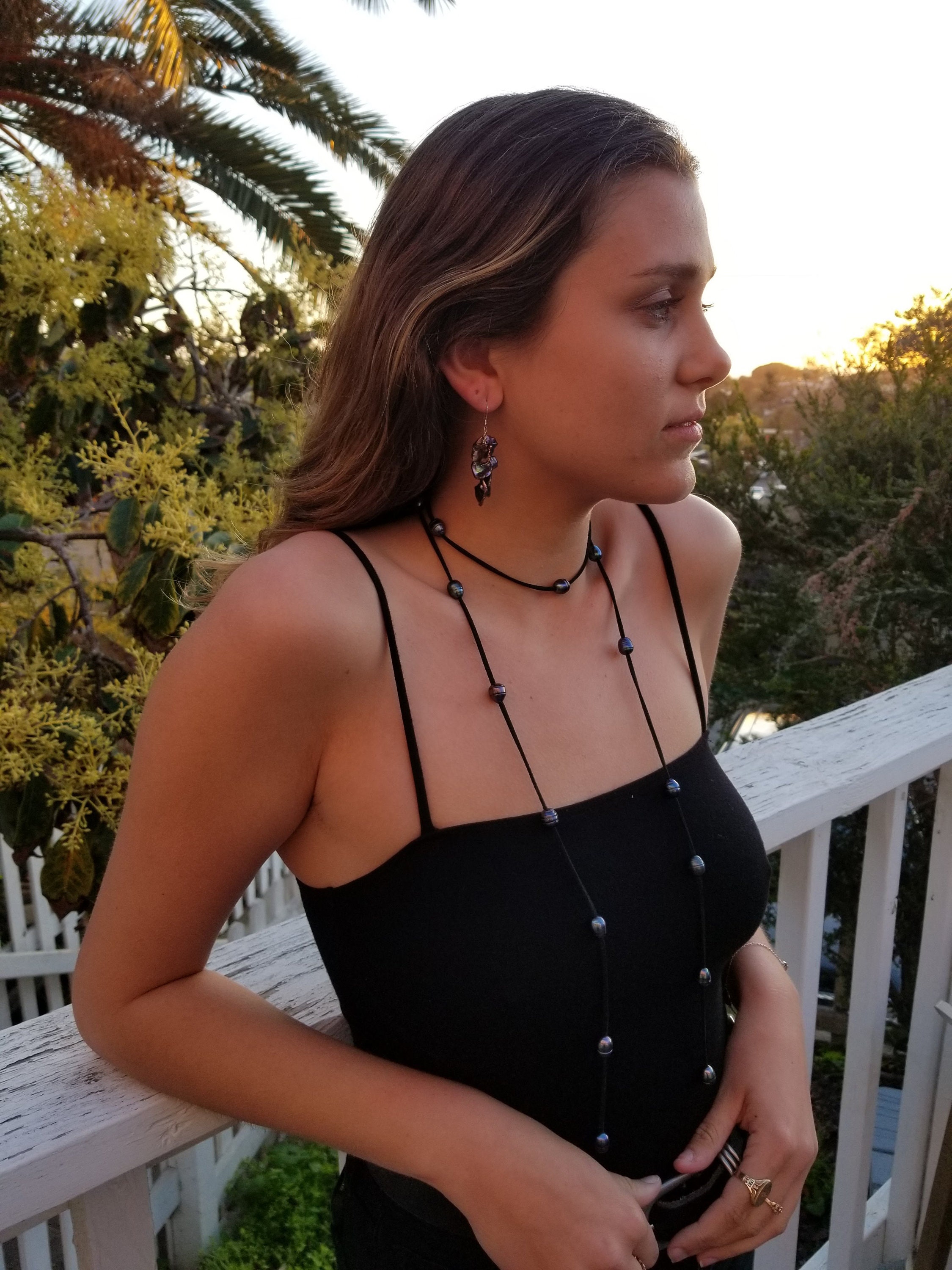 Black Leather Necklace 