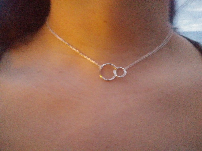 Silver Infinity Choker Interlocking Circle Necklace Dainty Etsy