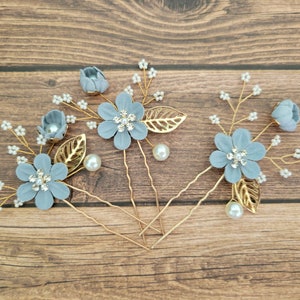 Something Blue Bridal Hair Pin Crystal Flower Wedding Hair Pin Hair Jewelry Wedding Hair Accessory Hair Piece Bridesmaid Gift For Her Clip