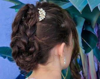 Crystal Bridal Hair Comb, Gold Floral Wedding Hair Accessory