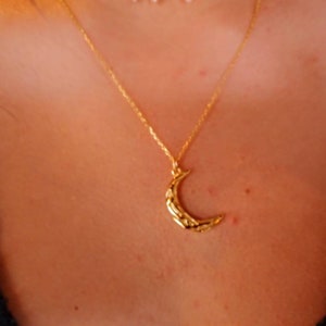 Sterling Silver Moon Necklace, Gold Moon Necklace, Crescent Moon Necklace, Celestial Necklace, Free Shipping