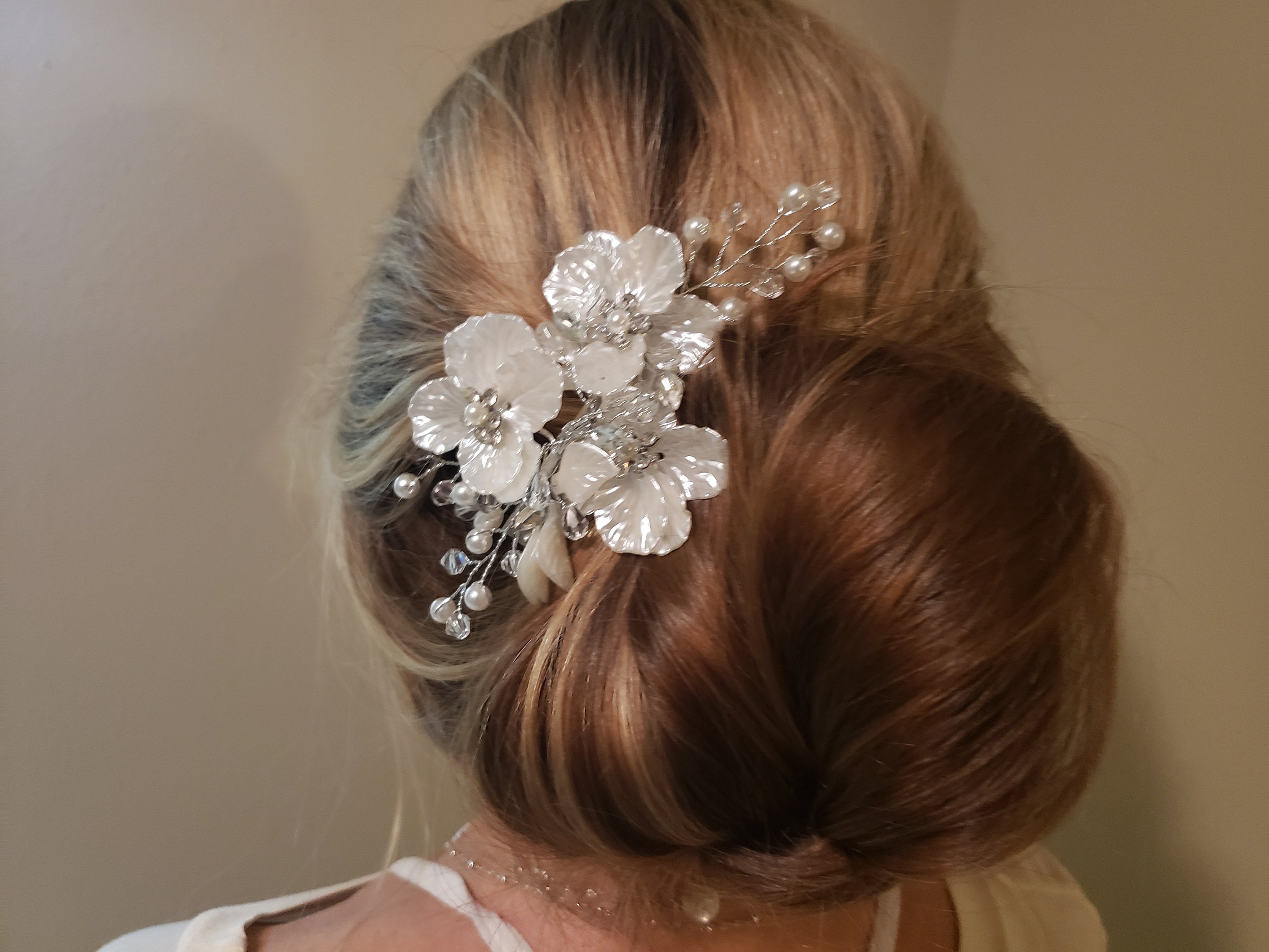 BRIDAL HAIRPIECE FOR WEDDING WHITE WITH PEARLS AND DIAMOND GEMS ITS A HAIRCLIP The Best Bridal Hair Accessories for 2025 Weddings main image 2
