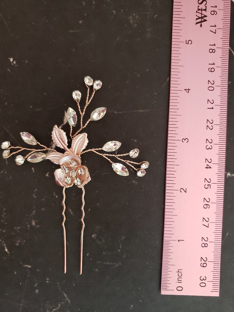 Bridal Hair Pins Crystal and Pearl Flower Hair Pins Rose Etsy