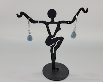 Larimar Sterling Silver Drop Earrings, Dominican Gemstone
