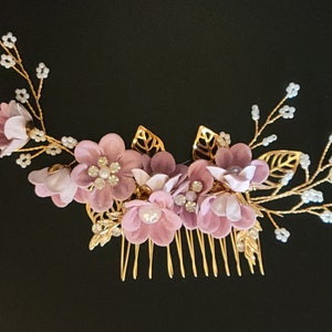 Bridal Hair Comb Pearl Crystal Flower Wedding Hair Pin Hair Jewelry Hair Vine Wedding Hair Accessory  White  Gold Hair Piece Bridesmaid Gift