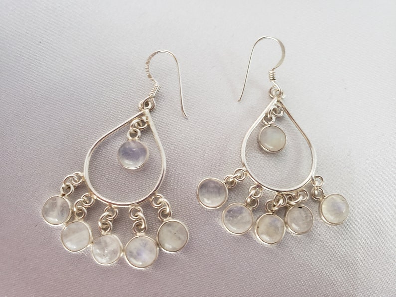 Moonstone Chandelier Earrings Set in Sterling Silver Silver Etsy