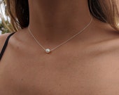 THE PEARL NECKLACE❤︎洋書 Pearl Choker, Single Pearl Necklace, 925 Sterling Silver