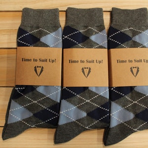 Personalized Blue Argyle Groomsmen Sock, Groomsmen Gift, Groomsman Proposal Box, Best Man Gift, Funny Wedding Sock, Groomsmen Proposal Box